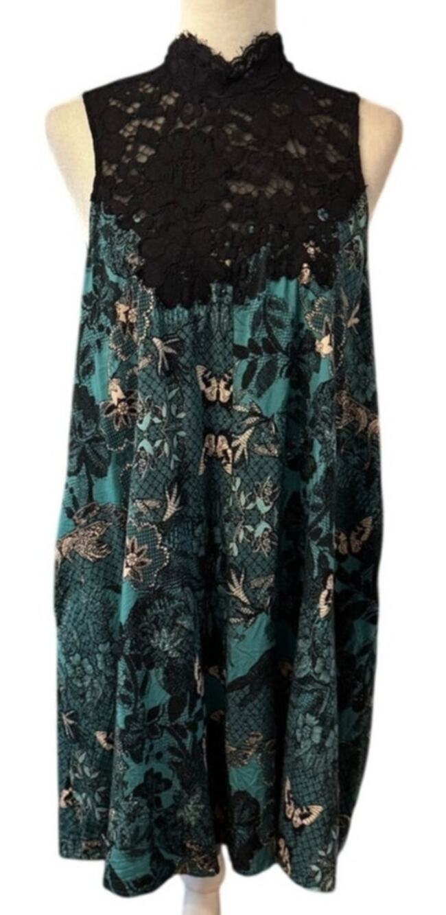 Anthropologie Maeve Butterfly Lace High Neck Dress, Size M Petite, Retails $178